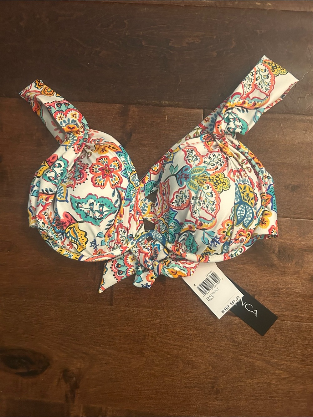 La Blanca White Multicolor Paisley Underwire Bikini Top